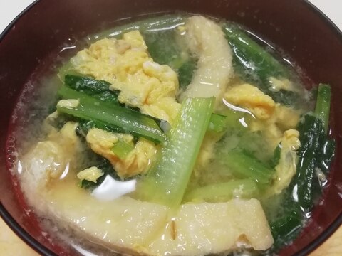 小松菜と油揚げの卵とじお味噌汁